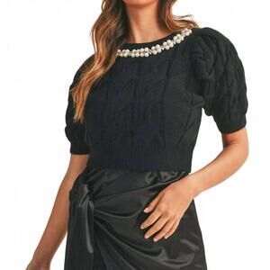 NEW MABLE spellbound bejeweled sweater in black